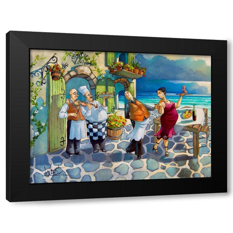 Dancing Waiter Black Modern Wood Framed Art Print with Double Matting by West, Ronald