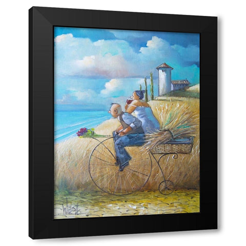 On Our Way Black Modern Wood Framed Art Print with Double Matting by West, Ronald