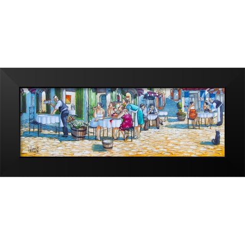 Cafe Fotia (The New Waiter II) Black Modern Wood Framed Art Print by West, Ronald