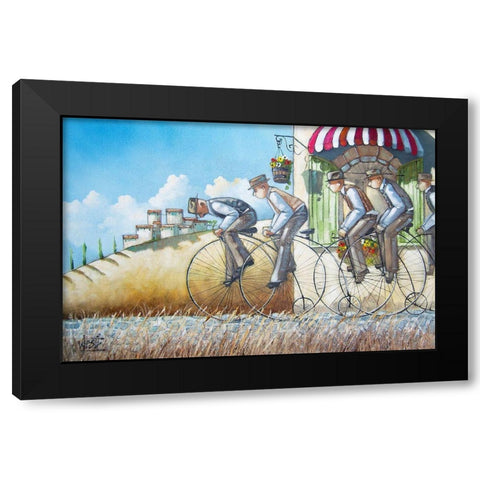 The Sprinters Black Modern Wood Framed Art Print with Double Matting by West, Ronald