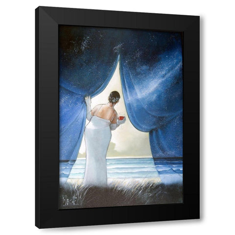 My Heart Aches for the Ocean Black Modern Wood Framed Art Print with Double Matting by West, Ronald