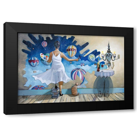 When I Dream II Black Modern Wood Framed Art Print with Double Matting by West, Ronald