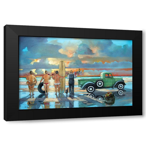 Sundowner Black Modern Wood Framed Art Print with Double Matting by West, Ronald