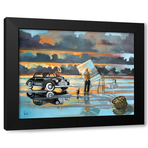 Painting Up a Storm Black Modern Wood Framed Art Print by West, Ronald