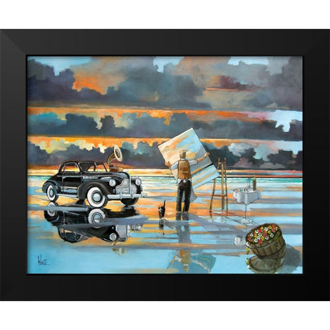 Painting Up a Storm Black Modern Wood Framed Art Print by West, Ronald