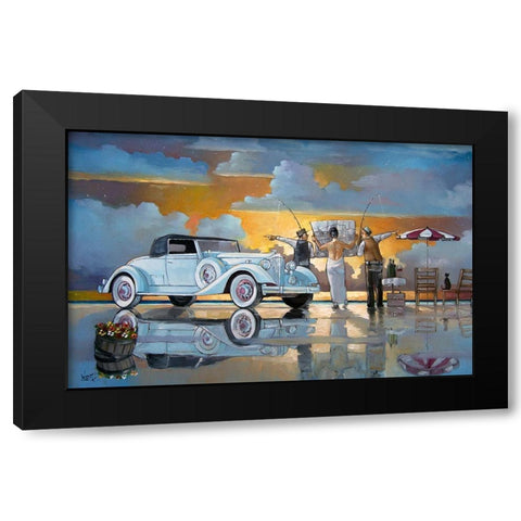 Lost Black Modern Wood Framed Art Print with Double Matting by West, Ronald