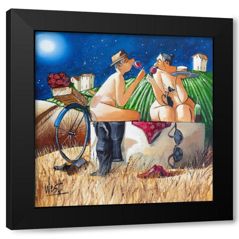 Late Night Bath I Black Modern Wood Framed Art Print with Double Matting by West, Ronald