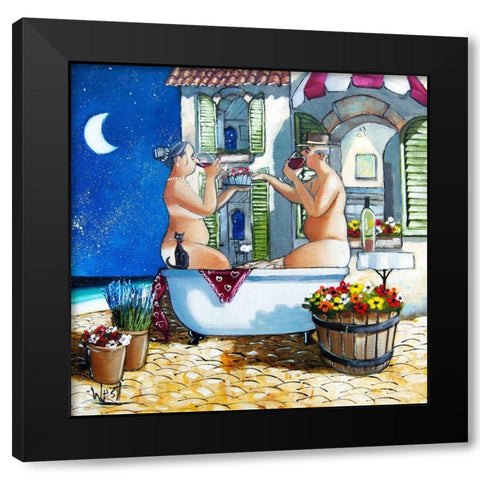 Late Night Bath III Black Modern Wood Framed Art Print with Double Matting by West, Ronald