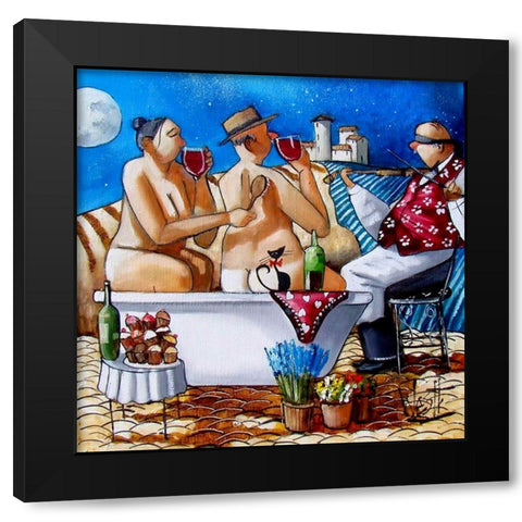 Late Night Bath IV Black Modern Wood Framed Art Print with Double Matting by West, Ronald