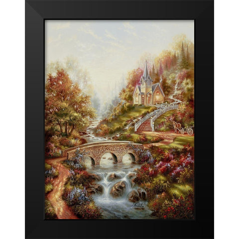 Mountain Chapel Black Modern Wood Framed Art Print by Strubel, Klaus