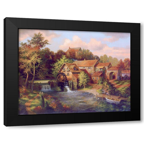 The Old Mill Black Modern Wood Framed Art Print by Strubel, Klaus