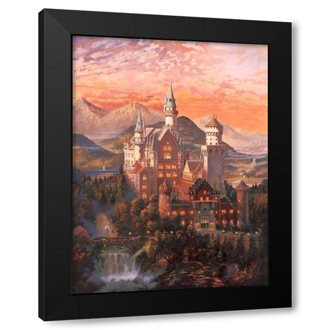 Enchanted Castle Black Modern Wood Framed Art Print by Strubel, Klaus