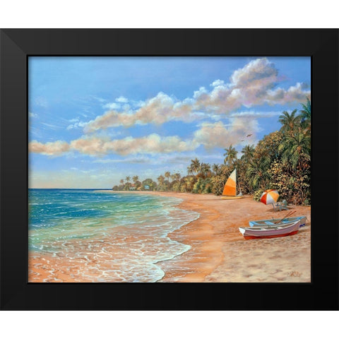 Dream Beach Black Modern Wood Framed Art Print by Strubel, Klaus