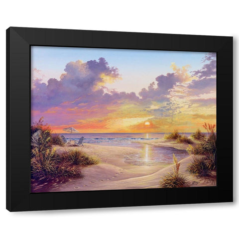 Paradise Sunset Black Modern Wood Framed Art Print with Double Matting by Strubel, Klaus
