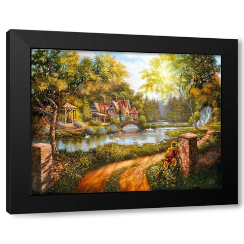 Summer Gold Black Modern Wood Framed Art Print with Double Matting by Strubel, Klaus