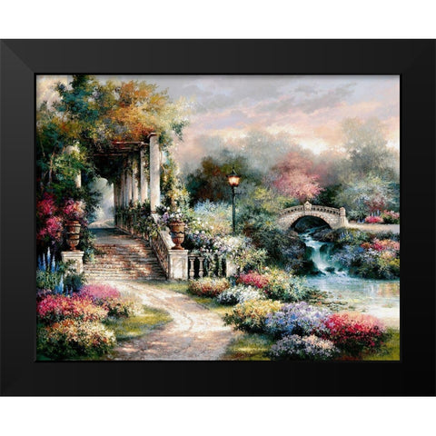 Classic Garden Retreat Black Modern Wood Framed Art Print by Lee, James