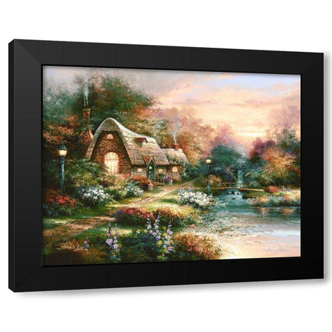 Country Quiet Black Modern Wood Framed Art Print with Double Matting by Lee, James