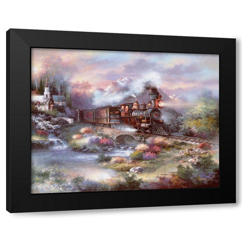 Spring Creek Express Black Modern Wood Framed Art Print with Double Matting by Lee, James