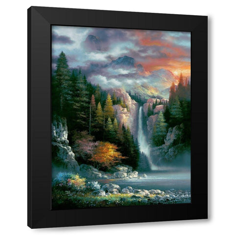 Misty Falls Black Modern Wood Framed Art Print by Lee, James