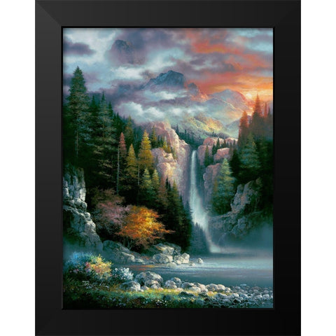 Misty Falls Black Modern Wood Framed Art Print by Lee, James