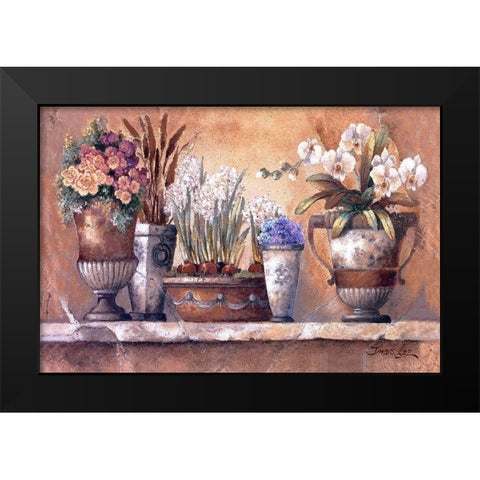 Antique Blossoms Black Modern Wood Framed Art Print by Lee, James