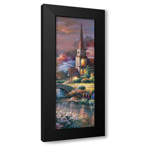 Peaceful Reflections Panel II Black Modern Wood Framed Art Print with Double Matting by Lee, James