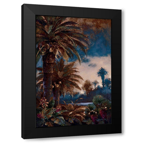 Tropical Palms I Black Modern Wood Framed Art Print with Double Matting by Lee, James