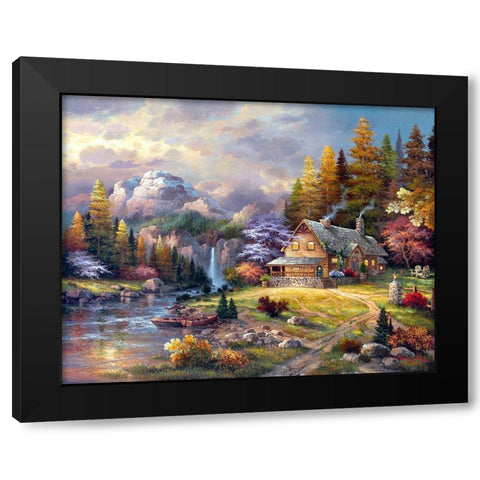 Mountain Hideaway Black Modern Wood Framed Art Print with Double Matting by Lee, James