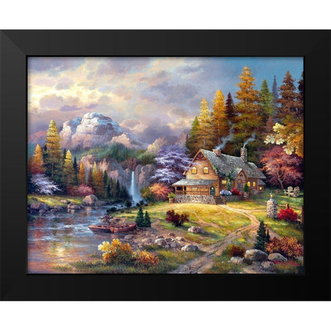 Mountain Hideaway Black Modern Wood Framed Art Print by Lee, James