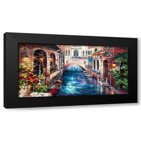 Venice Bridge Black Modern Wood Framed Art Print with Double Matting by Lee, James