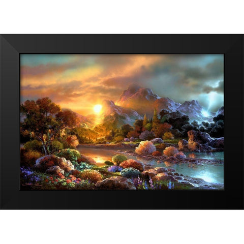 Sunset Creek Black Modern Wood Framed Art Print by Lee, James