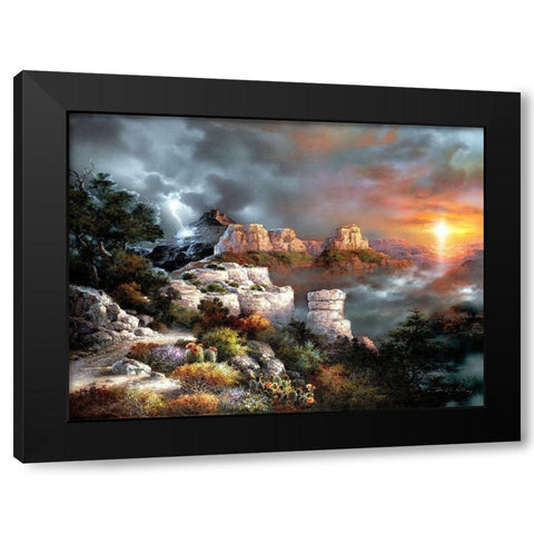 Sunset Plateau Black Modern Wood Framed Art Print by Lee, James