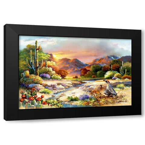 Desert Quails Black Modern Wood Framed Art Print by Lee, James