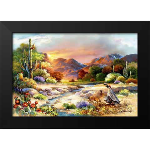 Desert Quails Black Modern Wood Framed Art Print by Lee, James