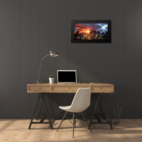 Desert Lightning Black Modern Wood Framed Art Print by Lee, James