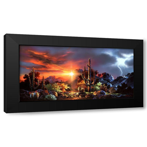 Desert Lightning Black Modern Wood Framed Art Print by Lee, James