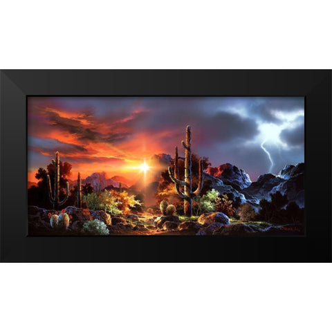Desert Lightning Black Modern Wood Framed Art Print by Lee, James