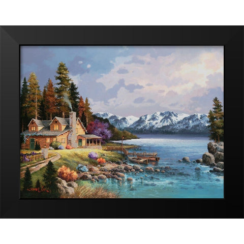 Mountain Cabin Black Modern Wood Framed Art Print by Lee, James