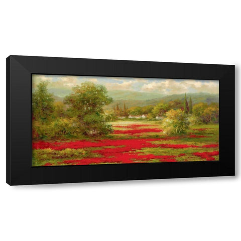 Red Poppy Field  Black Modern Wood Framed Art Print by Hulsey