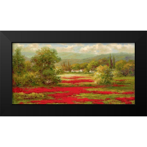 Red Poppy Field  Black Modern Wood Framed Art Print by Hulsey