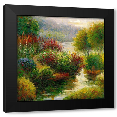 Winding River Black Modern Wood Framed Art Print with Double Matting by Hulsey