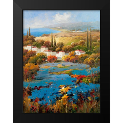 Villagio Blu Black Modern Wood Framed Art Print by Hulsey