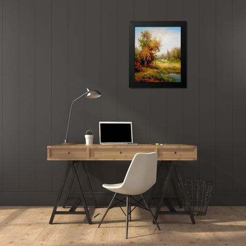 Poppies Pond Black Modern Wood Framed Art Print by Hulsey