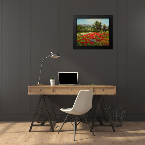 Poppy Hillside Black Modern Wood Framed Art Print by Hulsey