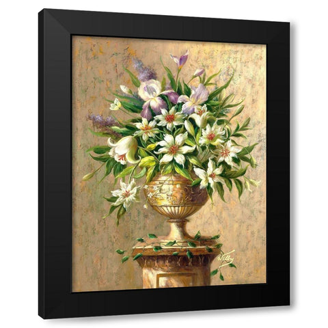 Floral Expressions II Black Modern Wood Framed Art Print with Double Matting by Welby