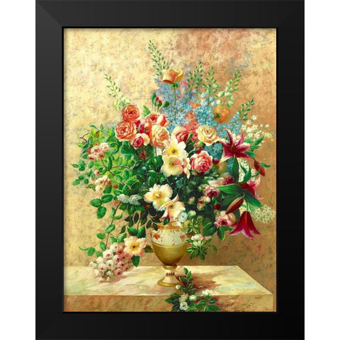 Morning Blossoms Black Modern Wood Framed Art Print by Welby