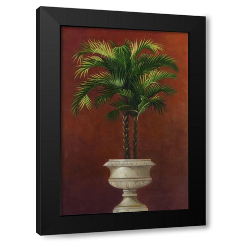 Potted Palm in Red IV Black Modern Wood Framed Art Print with Double Matting by Welby