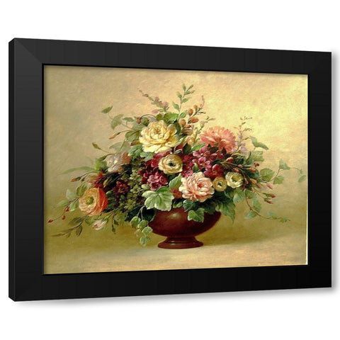 Rose Bouquet I Black Modern Wood Framed Art Print by Welby