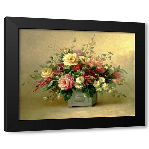 Rose Bouquet II Black Modern Wood Framed Art Print with Double Matting by Welby
