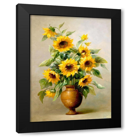 Sunflowers in Bronze I Black Modern Wood Framed Art Print by Welby